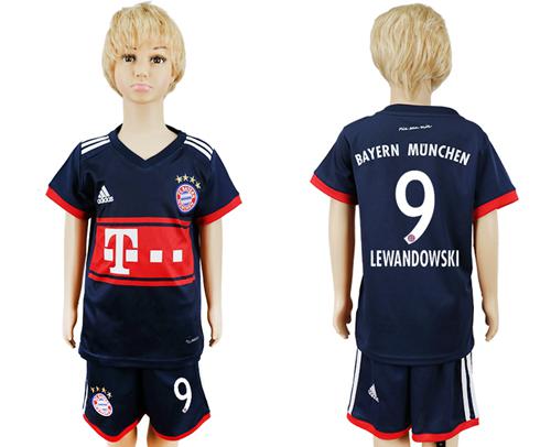 Bayern Munchen #9 Lewandowski Away Kid Soccer Club Jersey - Click Image to Close